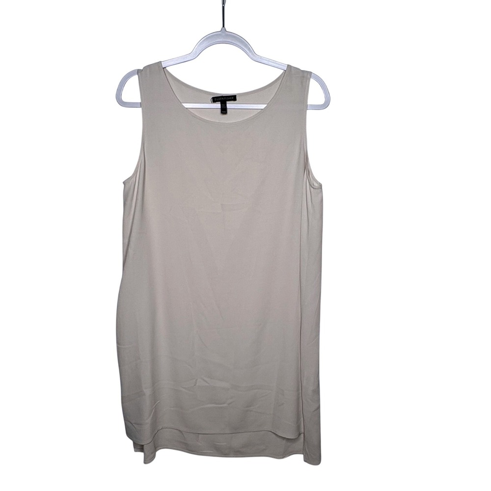 Eileen Fisher 100% Silk Shell Tunic Tank Quiet Luxury Capsule Wardrobe Neutral M